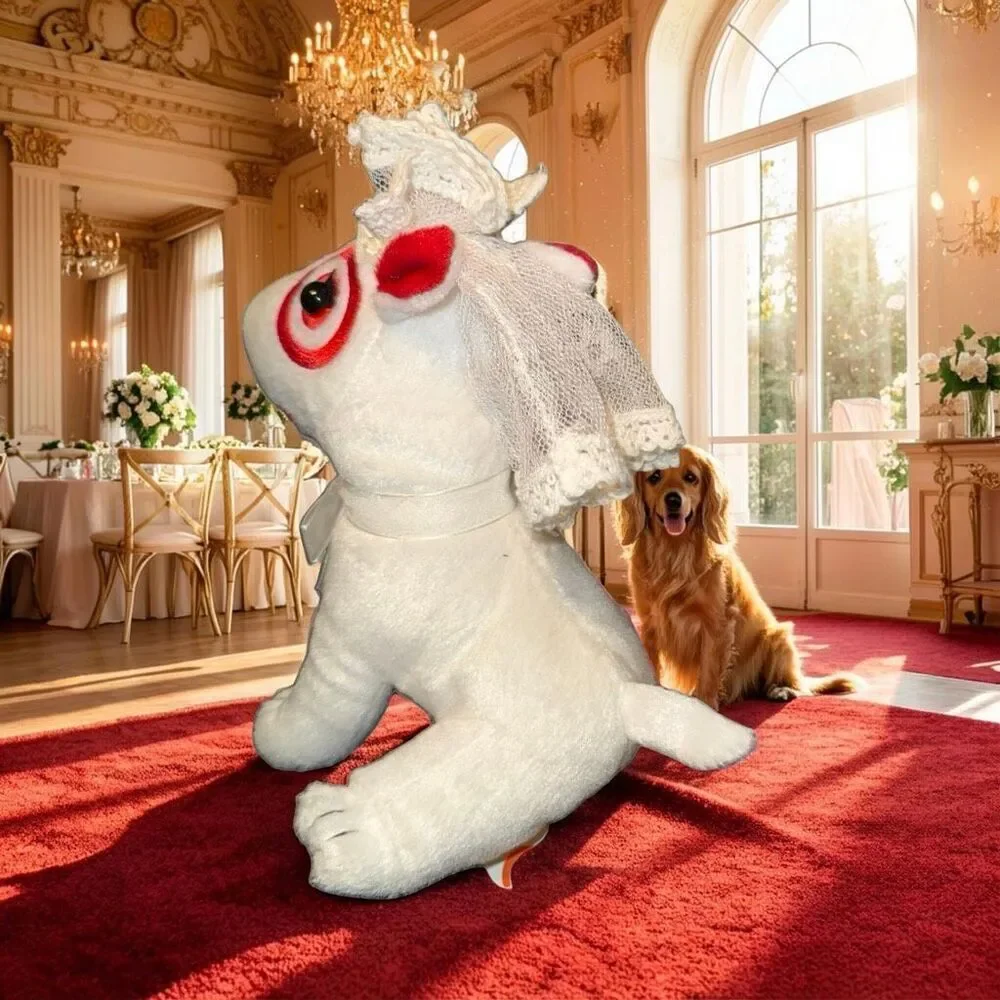 2007 Target Bullseye Wedding Bride Lace Veil Stuffed Animal Plush  P64